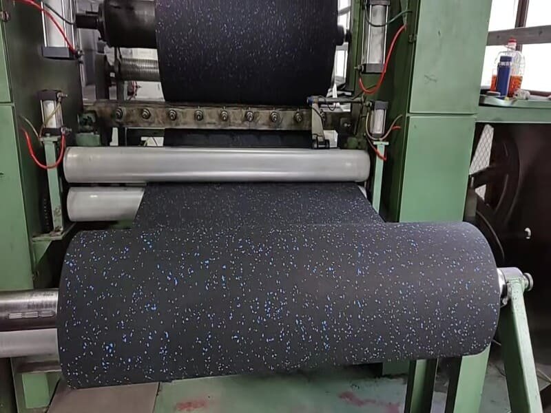 Before and after photo of a gym flooring renovation